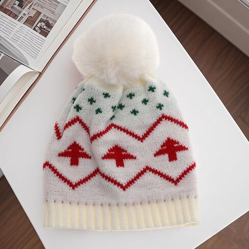 Kid Knitted Beanies Christmas Tree Pattern Winter Caps Cute Christmas Hat for Toddlers Boys and Girls in Saudi Arabia