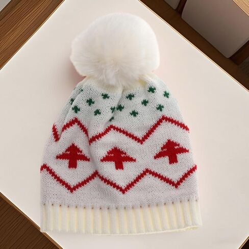 Kid Knitted Beanies Christmas Tree Pattern Winter Caps Cute Christmas Hat for Toddlers Boys and Girls in Saudi Arabia