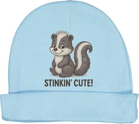 inktastic Adorable Skunk 'Stinkin' Cute' Graphic Baby Beanie Hat in Saudi Arabia