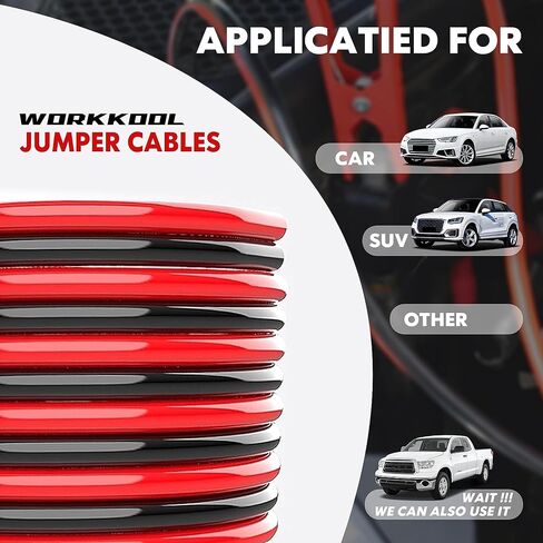 Jumper Cables for Car Battery，Heavy Duty Booster Cables for Jump Starting Dead or Weak Batteries, Emergency Start Cable for Car Van Truck with Carry Bag(8Gauge,10FT) in Kuwait