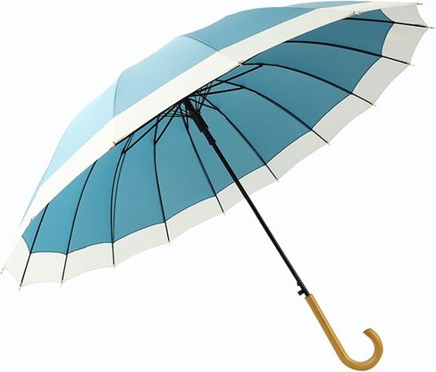 ThreeH Big Beatiful Umbrella with Arc Classic Wood Handle 16 Ribs 48" Windproof Sturdy Stick Rain Umbrella in Kuwait