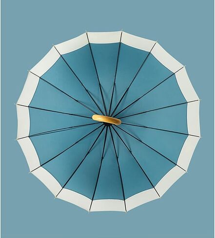ThreeH Big Beatiful Umbrella with Arc Classic Wood Handle 16 Ribs 48" Windproof Sturdy Stick Rain Umbrella in Kuwait