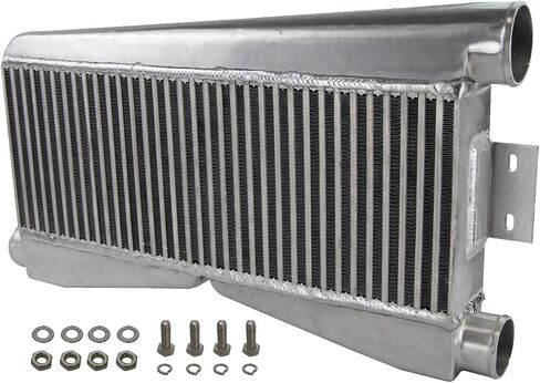 Universal Twin Turbo Intercooler 24"x9"x3.5" Bar & Plate Custom (2 In/1 Out) Black in Saudi Arabia