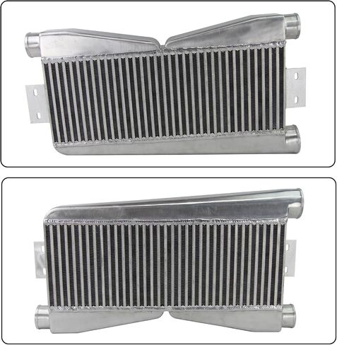 Universal Twin Turbo Intercooler 24"x9"x3.5" Bar & Plate Custom (2 In/1 Out) Black in Saudi Arabia