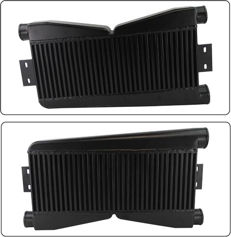 Universal Twin Turbo Intercooler 24"x9"x3.5" Bar & Plate Custom (2 In/1 Out) Black in Saudi Arabia
