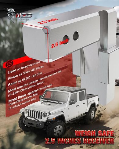 MZS 2025 Patented Upgraded Aluminum Adjustable Trailer Hitch -Drop Hitch-Tow Hitch with 2.5 inch Receiver-Heavy Duty with 6-Inch Drop/Rise for Truck (18,500 LBS GTW) Chrome in Saudi Arabia