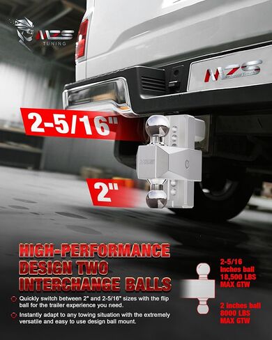 MZS 2025 Patented Upgraded Aluminum Adjustable Trailer Hitch -Drop Hitch-Tow Hitch with 2.5 inch Receiver-Heavy Duty with 6-Inch Drop/Rise for Truck (18,500 LBS GTW) Chrome in Saudi Arabia