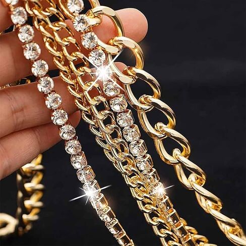 Multilayer Waist Chain Belts Cuban Rhinestone Sparkly Belly Chains Rave Body Jewelry Accessories for Women in Kuwait