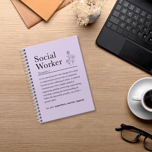 Social Worker Definition 160 Blank Pages Hardcover Spiral Notebook, Appreciation Gift For Social Worker, Thank You Gift for MSW LSW LCSW RN LVN Psychologist, Mental Health Gift in Kuwait