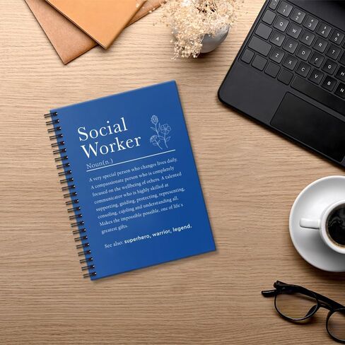 Social Worker Definition 160 Blank Pages Hardcover Spiral Notebook, Appreciation Gift For Social Worker, Thank You Gift for MSW LSW LCSW RN LVN Psychologist, Mental Health Gift in Kuwait