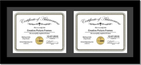 Creative Picture Frames 16X24Bk-B Black Vertical Double Diploma Frame With 2 Opening Black Mat, Holds 2-11X14-Inch Documents With Wall Hanger in Saudi Arabia