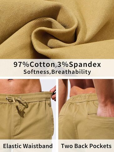 Mens Shorts Casual Shorts Cotton Drawstring Summer Beach Stretch Twill Chino Golf Shorts in Kuwait