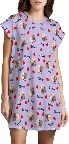 M YESCUSTOM Custom Face Nightgown for Women Personalized Funny Photo Pajamas Sleepwear House Dress Sleepshirt Nightdress in Kuwait