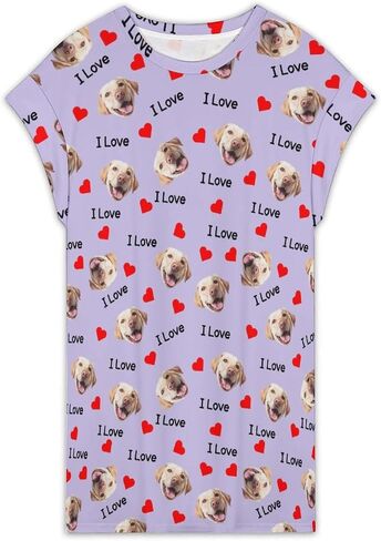 M YESCUSTOM Custom Face Nightgown for Women Personalized Funny Photo Pajamas Sleepwear House Dress Sleepshirt Nightdress in Kuwait