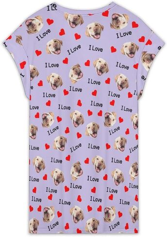 M YESCUSTOM Custom Face Nightgown for Women Personalized Funny Photo Pajamas Sleepwear House Dress Sleepshirt Nightdress in Kuwait