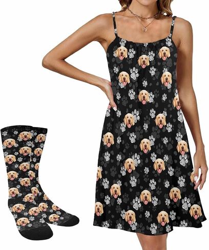 M YESCUSTOM Custom Face Nightgown for Women Personalized Funny Photo Pajamas Sleepwear House Dress Sleepshirt Nightdress in Kuwait