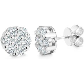 14K Solid Gold over S925 Silver 3.0mm Round Cut Diamond Earrings, Plum Blossom Earrings, Fashionable and Unique Jewelry in Saudi Arabia