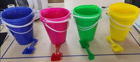 12 Pack 9 Inch Large Sand Bucket with Shovel Beach Bucket Toys for Kids Use for Sand Molds at The Sandbox Plastic Bucket with Handles for Summer Beach Party Favors in Saudi Arabia