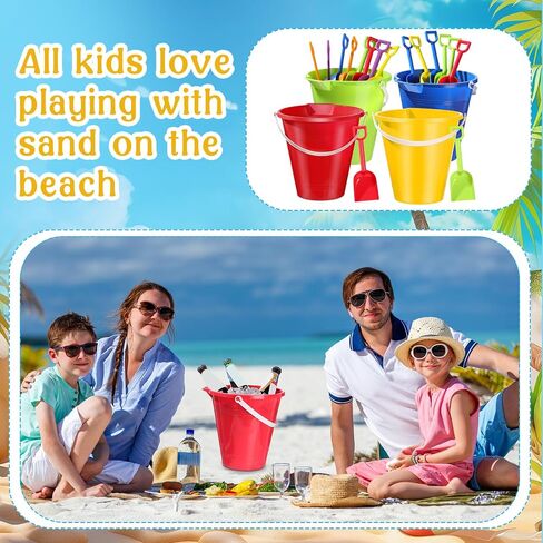 12 Pack 9 Inch Large Sand Bucket with Shovel Beach Bucket Toys for Kids Use for Sand Molds at The Sandbox Plastic Bucket with Handles for Summer Beach Party Favors in Saudi Arabia