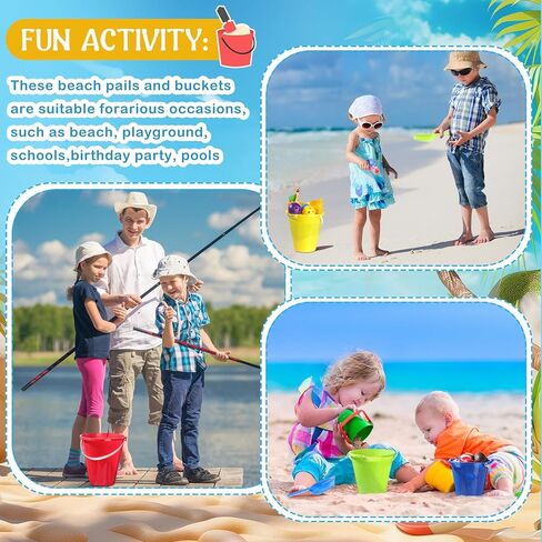 12 Pack 9 Inch Large Sand Bucket with Shovel Beach Bucket Toys for Kids Use for Sand Molds at The Sandbox Plastic Bucket with Handles for Summer Beach Party Favors in Saudi Arabia