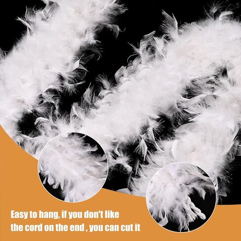 45G White Feather Boas 2 ياردة تركيا تشاندل الريش بوا ل DIY Craft حفل زفاف الرقص هالوين عيد الميلاد زخرفة زي in Kuwait