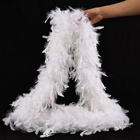 45G White Feather Boas 2 ياردة تركيا تشاندل الريش بوا ل DIY Craft حفل زفاف الرقص هالوين عيد الميلاد زخرفة زي in Kuwait