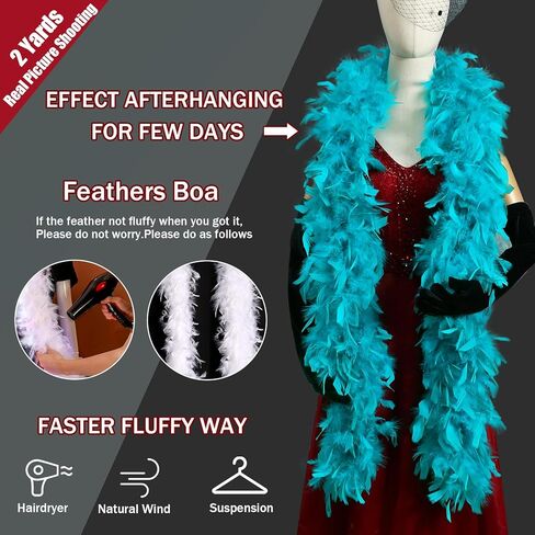 45g White Feather Boas 2 Yards Turkey Chandelle Feathers Boa for DIY Craft Wedding Party Dancing Halloween Christmas Home Costume Decoration in Kuwait