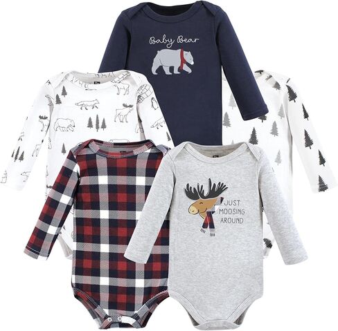Hudson Baby Unisex Baby Cotton Long-Sleeve Bodysuits, Kind Human 5 Pack, 9-12 Months in Kuwait