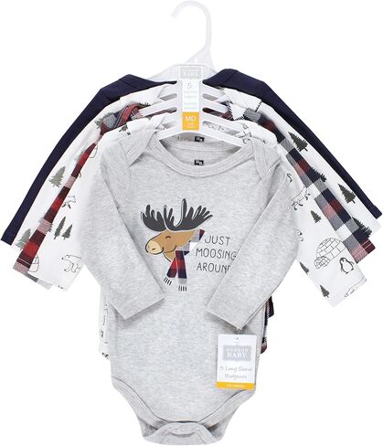 Hudson Baby Unisex Baby Cotton Long-Sleeve Bodysuits, Kind Human 5 Pack, 9-12 Months in Kuwait