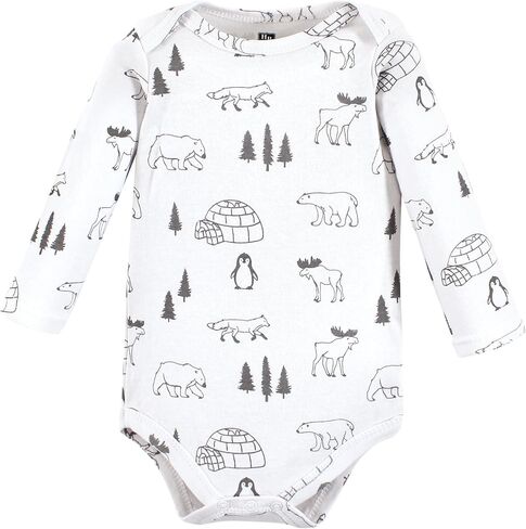 Hudson Baby Unisex Baby Cotton Long-Sleeve Bodysuits, Kind Human 5 Pack, 9-12 Months in Kuwait