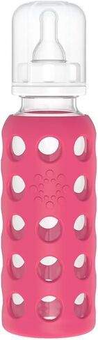 Lifefactory Glass Baby Bottles with Silicone Protection - 2-Pack, 4 oz Bottles, Sky Blue & Banana in Kuwait