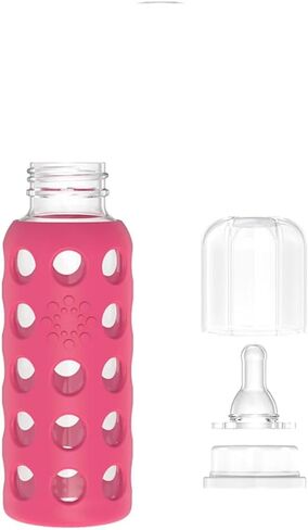 Lifefactory Glass Baby Bottles with Silicone Protection - 2-Pack, 4 oz Bottles, Sky Blue & Banana in Kuwait