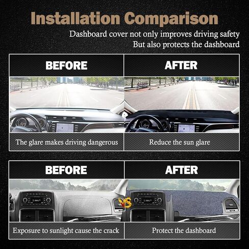 غطاء لوحة القيادة KEYOOG مناسب لـ 2021-2019 Chevy Silverado 1500، G-MC Sierra 1500 (بدون نماذج HUD)، سجادة لوحة عدادات السيارة مضادة للوهج، وسادة مضادة للانزلاق وواقي من الشمس (الفانيلا) in Kuwait