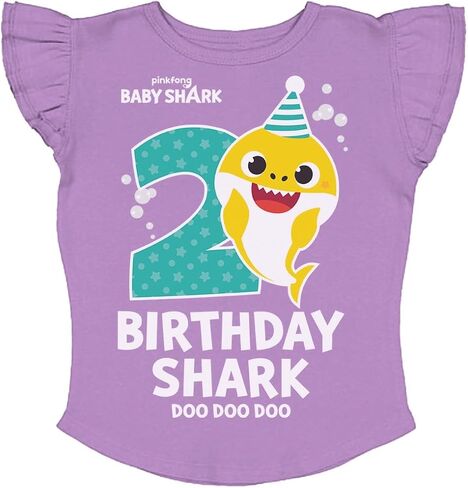 Tstars 2nd 3rd 4th Birthday Baby Shark Shirt Two Three Four Year Old Toddler Girl Ruffle Sleeve Top in Saudi Arabia