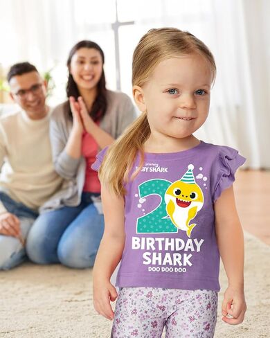 Tstars 2nd 3rd 4th Birthday Baby Shark Shirt Two Three Four Year Old Toddler Girl Ruffle Sleeve Top in Saudi Arabia