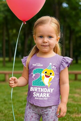 Tstars 2nd 3rd 4th Birthday Baby Shark Shirt Two Three Four Year Old Toddler Girl Ruffle Sleeve Top in Saudi Arabia