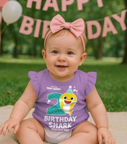 Tstars 2nd 3rd 4th Birthday Baby Shark Shirt Two Three Four Year Old Toddler Girl Ruffle Sleeve Top in Saudi Arabia