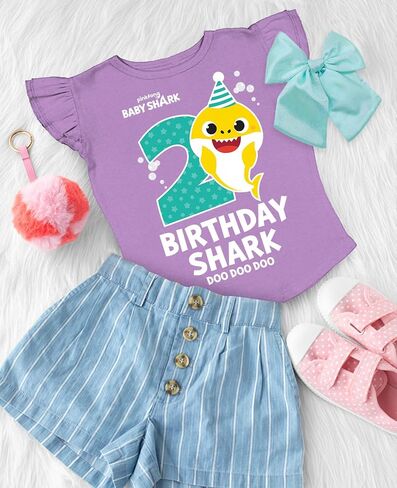 Tstars 2nd 3rd 4th Birthday Baby Shark Shirt Two Three Four Year Old Toddler Girl Ruffle Sleeve Top in Saudi Arabia