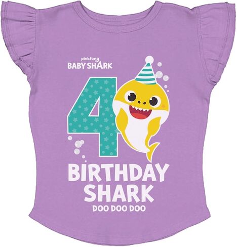 Tstars 2nd 3rd 4th Birthday Baby Shark Shirt Two Three Four Year Old Toddler Girl Ruffle Sleeve Top in Saudi Arabia