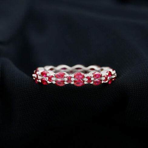 Certified Lab Grown Ruby Eternity Band for Women, AAAA Quality, Wedding Anniversary Ring (Ready to Gift) in Saudi Arabia