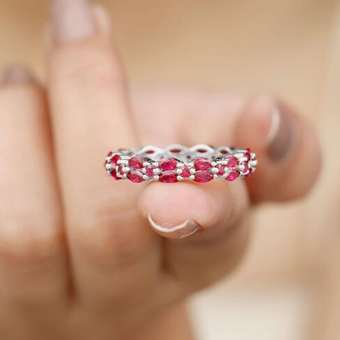Certified Lab Grown Ruby Eternity Band for Women, AAAA Quality, Wedding Anniversary Ring (Ready to Gift) in Saudi Arabia