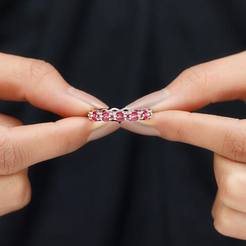 Certified Lab Grown Ruby Eternity Band for Women, AAAA Quality, Wedding Anniversary Ring (Ready to Gift) in Saudi Arabia