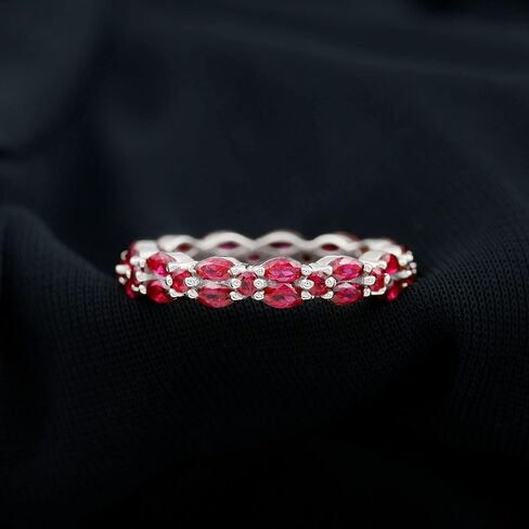 Certified Lab Grown Ruby Eternity Band for Women, AAAA Quality, Wedding Anniversary Ring (Ready to Gift) in Saudi Arabia
