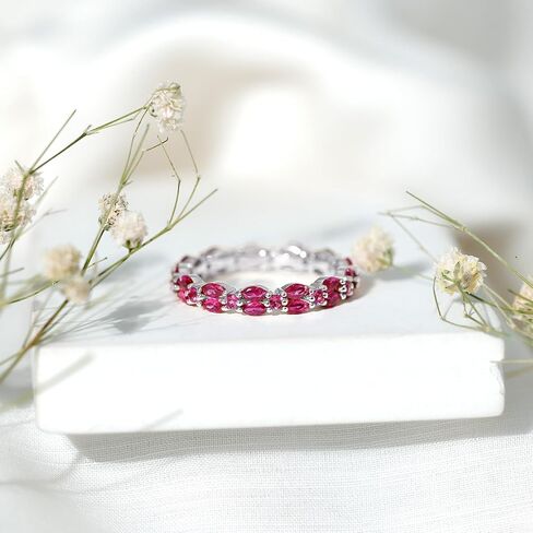 Certified Lab Grown Ruby Eternity Band for Women, AAAA Quality, Wedding Anniversary Ring (Ready to Gift) in Saudi Arabia