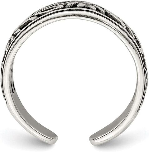 925 Sterling Silver Antiqued Flower Toe Ring in Saudi Arabia
