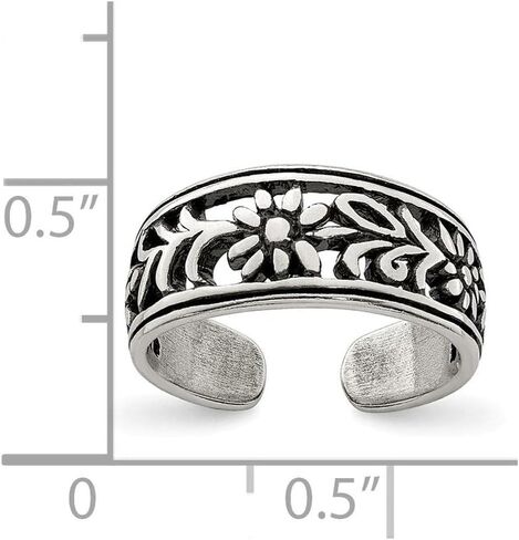 925 Sterling Silver Antiqued Flower Toe Ring in Saudi Arabia