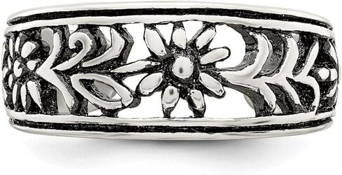 925 Sterling Silver Antiqued Flower Toe Ring in Saudi Arabia