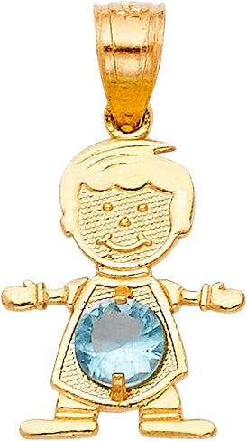14K Yellow Gold 12 Months Birthstone Pendants Cubic Zirconia CZ Boy Tiny Size Bday Gift Charms For Necklace or Chain in Saudi Arabia