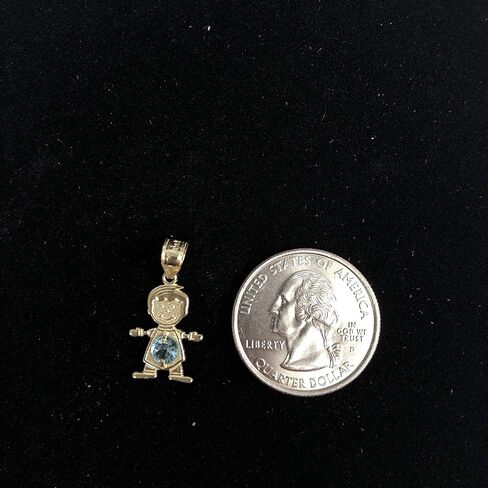 14K Yellow Gold 12 Months Birthstone Pendants Cubic Zirconia CZ Boy Tiny Size Bday Gift Charms For Necklace or Chain in Saudi Arabia