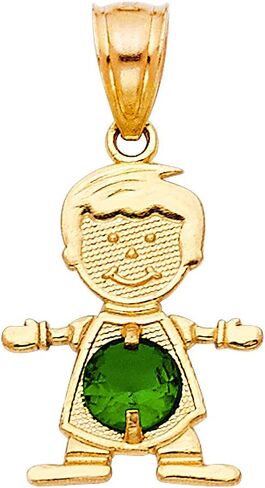 14K Yellow Gold 12 Months Birthstone Pendants Cubic Zirconia CZ Boy Tiny Size Bday Gift Charms For Necklace or Chain in Saudi Arabia